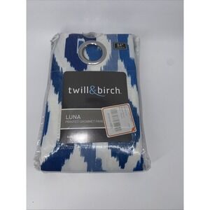 twill & birch LUNA Printed Grommet Panel 54" x 84" Blue White Whi Curtain